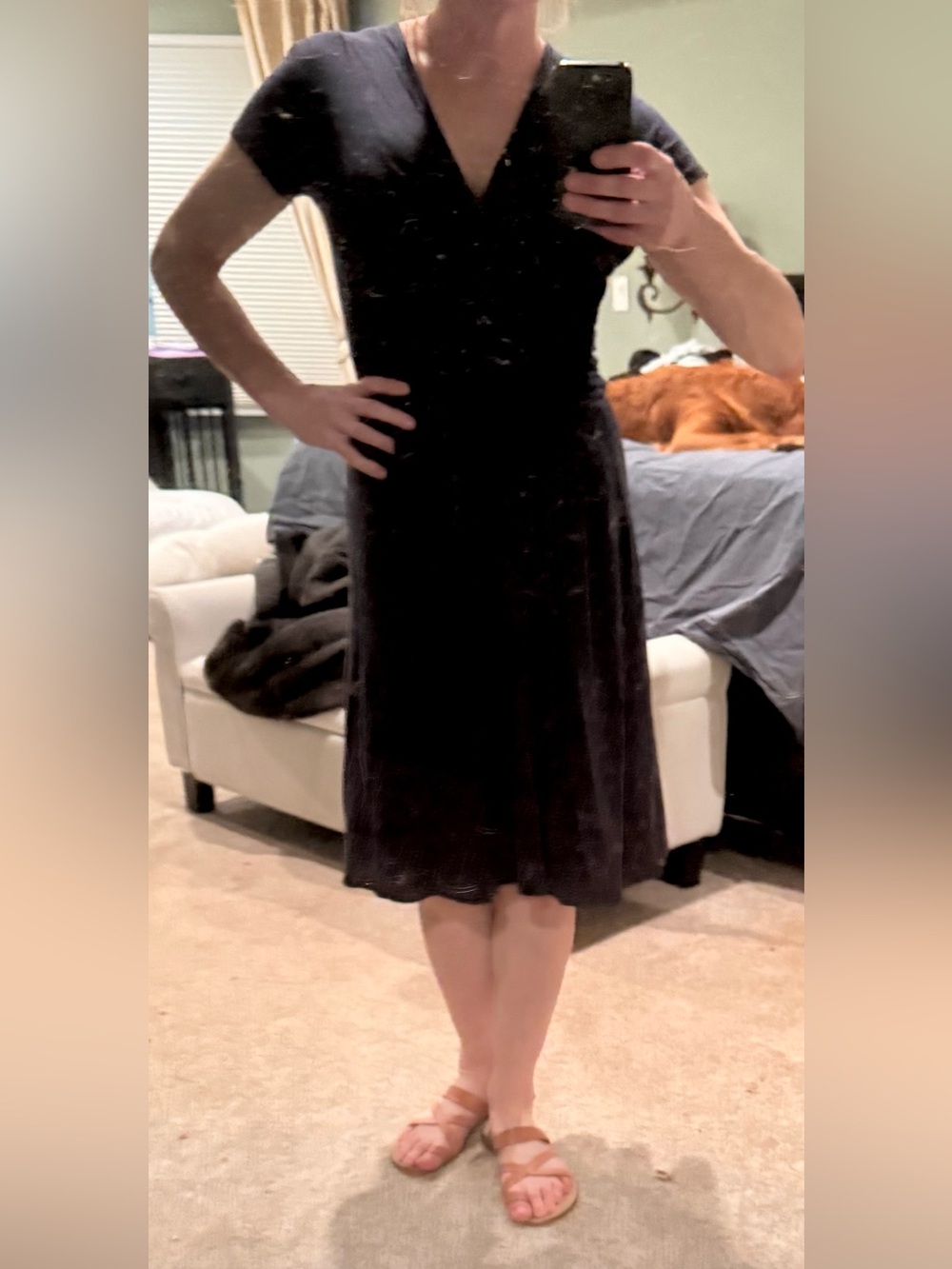 Classic V-Neck wrap dress navy